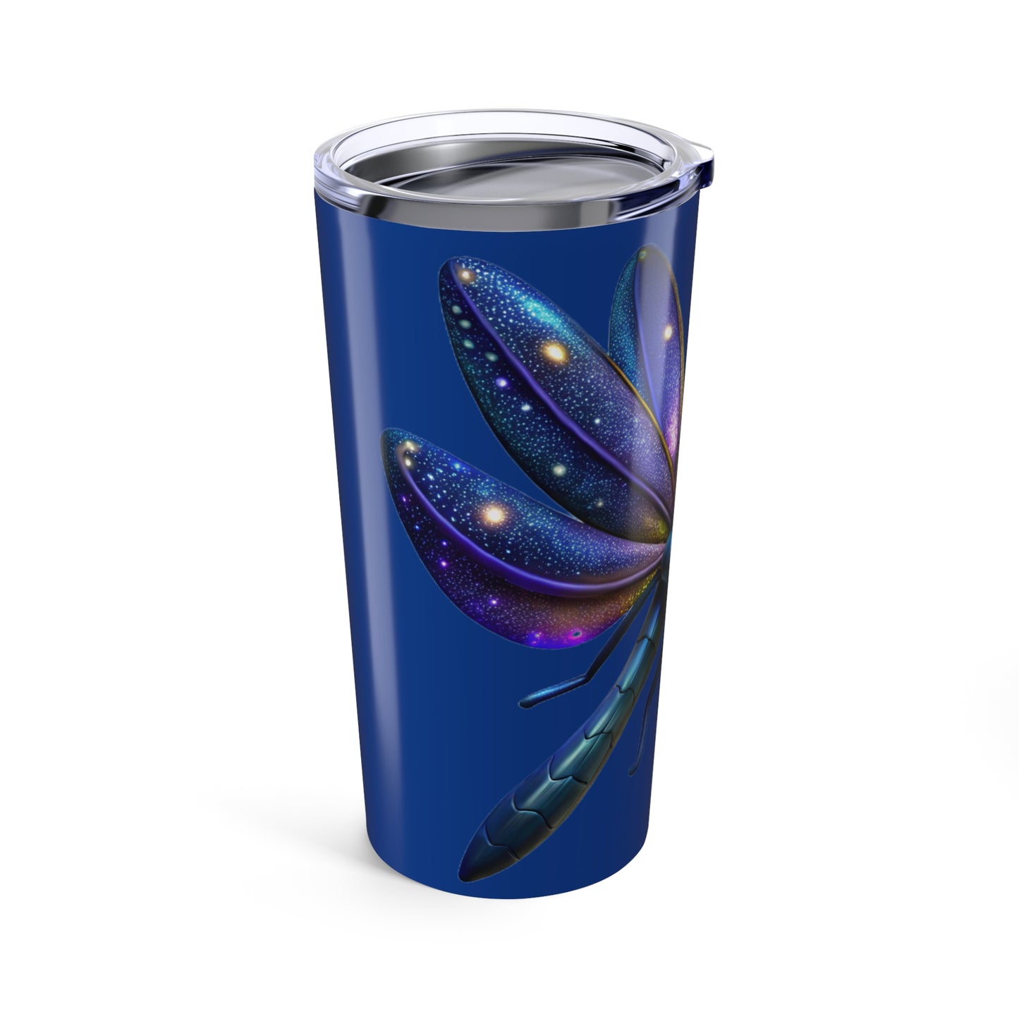 Galactic Dragonfly Tumbler | 20oz Stainless Steel Travel Mug, Cosmic Drinkware, Gift for Nature Lovers, Colorful Insulated Cup