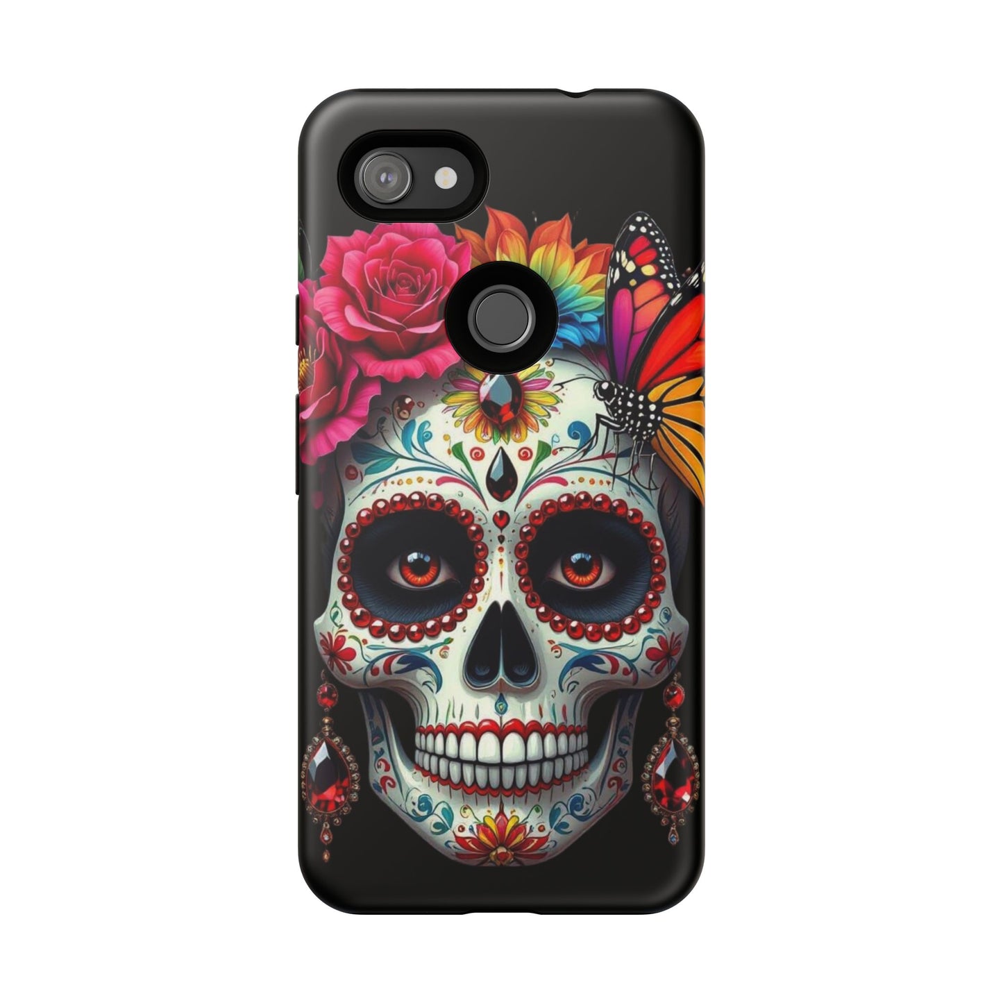 Colorful Sugar Skull Phone Case, Day of the Dead Case, Floral Phone Cover, Flower Skull Design, Edgy Phone Accessory