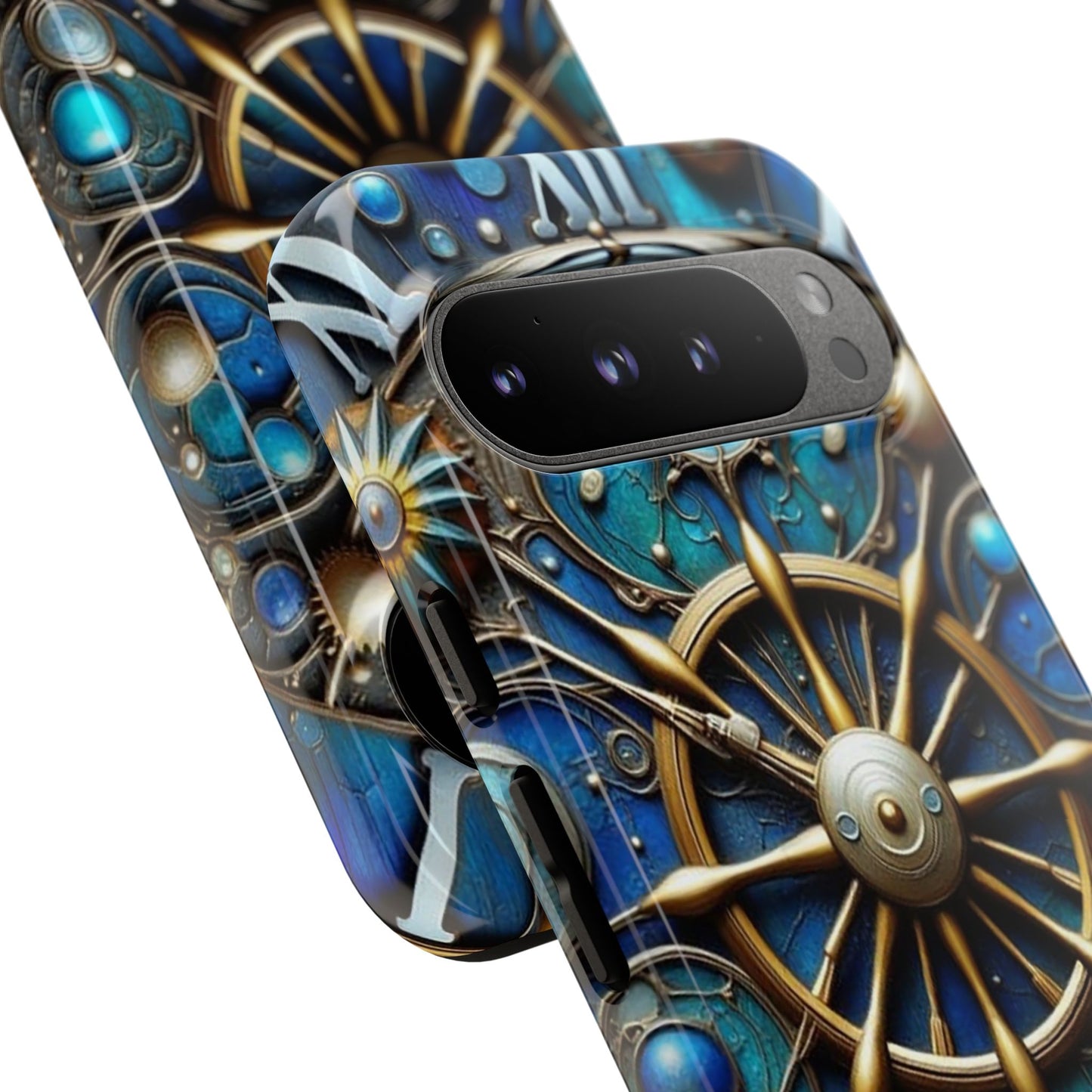 Stylish Phone Cases for Adventurers, Unique Phone Cover, Gift for Friends, Gold and Blue Steampunk Design, Tough Protective Case, Artistic [...]