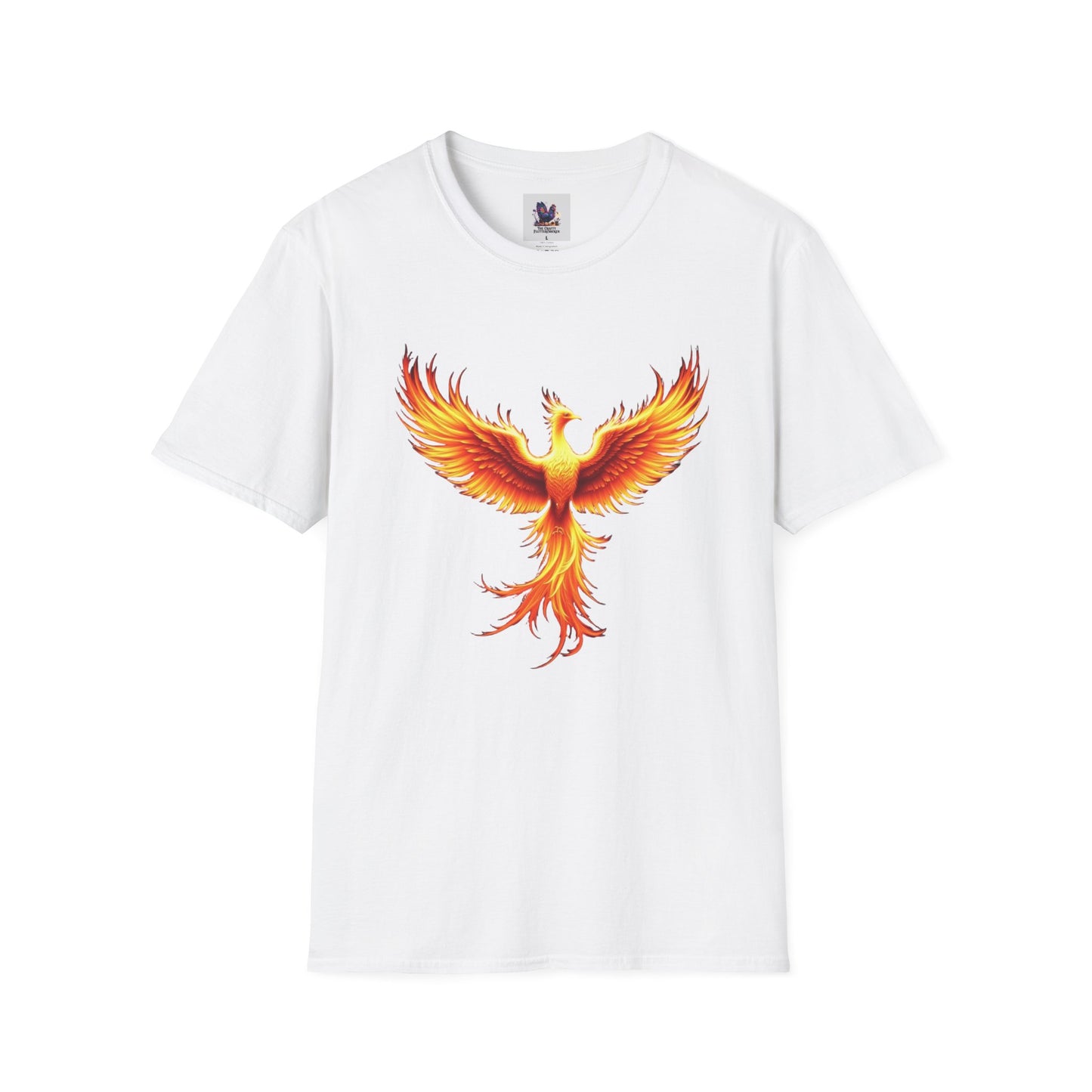 Colorful Phoenix Art Unisex Softstyle T-Shirt, Colorful Tee, Nature-Inspired Apparel, Cute Graphic Shirt