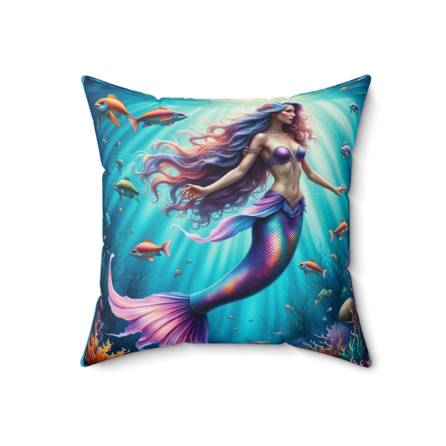 Mermaid Aqua Decorative Pillow, Beach Decor, Nautical Home Accent, Unique Gift for Ocean Lovers, Coastal Living