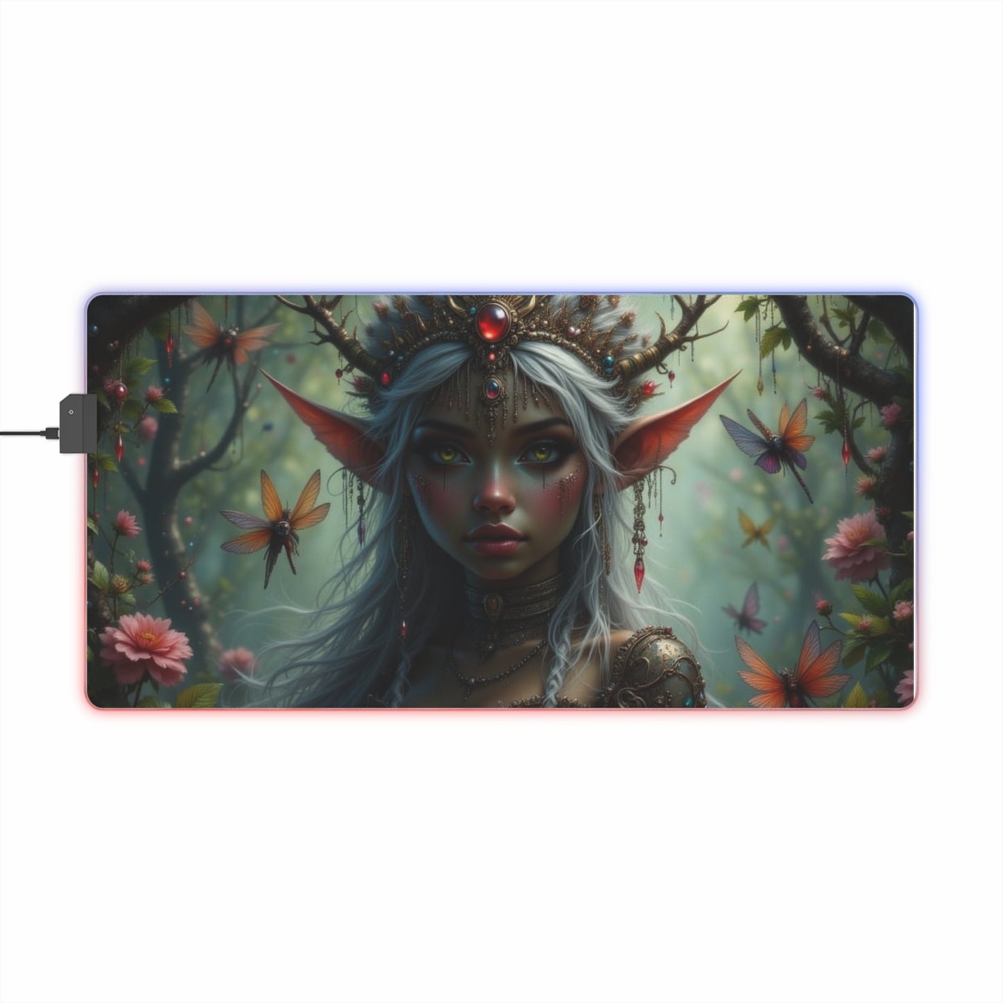 LED Fantasy Gaming Mouse Pad - Enchanted Elf Design, RGB, Gamer Accessories, Desk Decor, Perfect for Gaming Setup