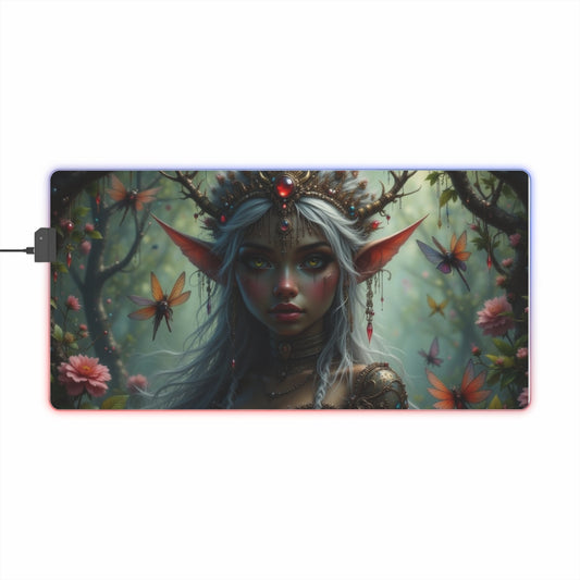 LED Fantasy Gaming Mouse Pad - Enchanted Elf Design, RGB, Gamer Accessories, Desk Decor, Perfect for Gaming Setup