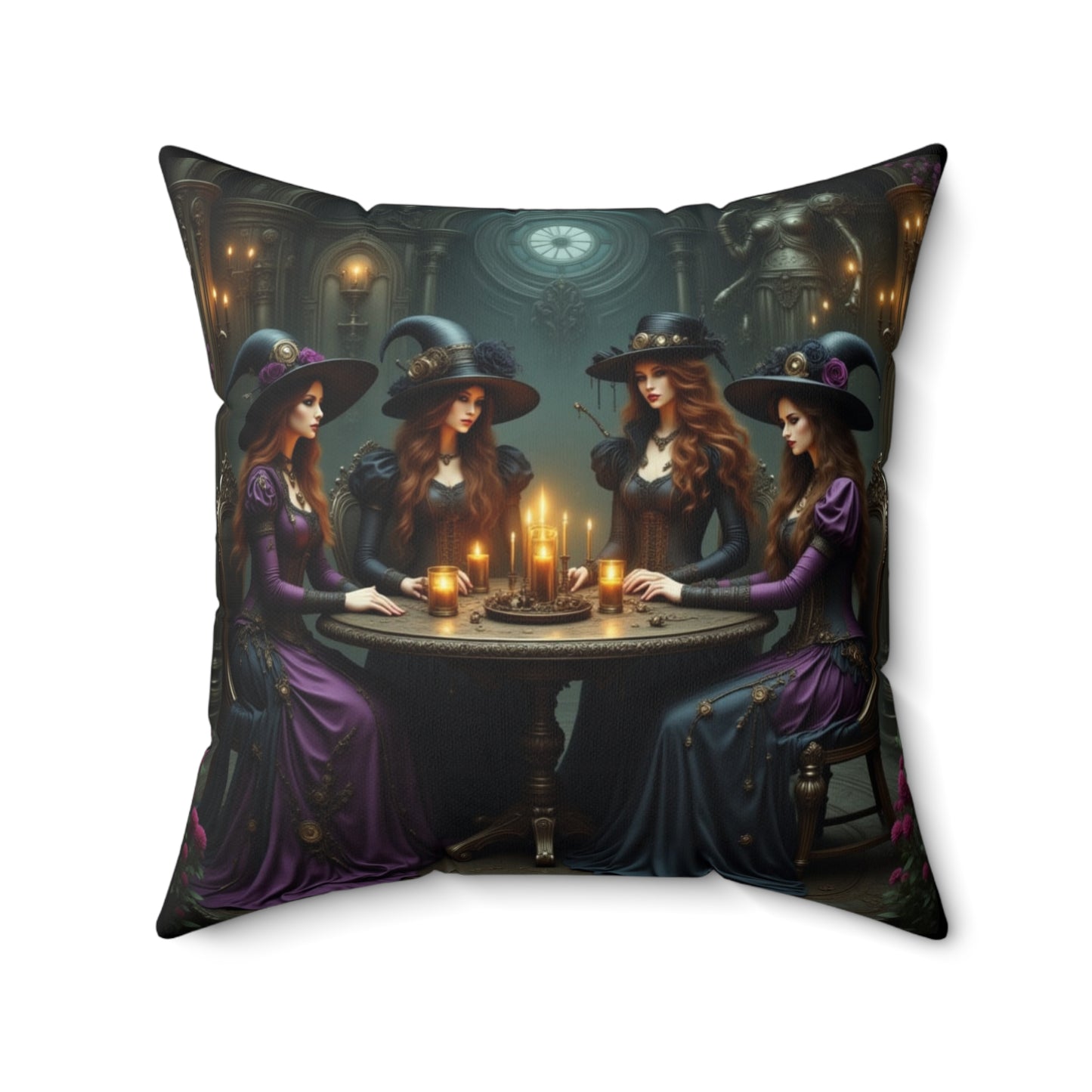Halloween-Themed Spun Polyester Pillow, Witch Pillow, Spooky Decor, Gothic Home Accent, Witchcraft Decoration, Cozy Accent