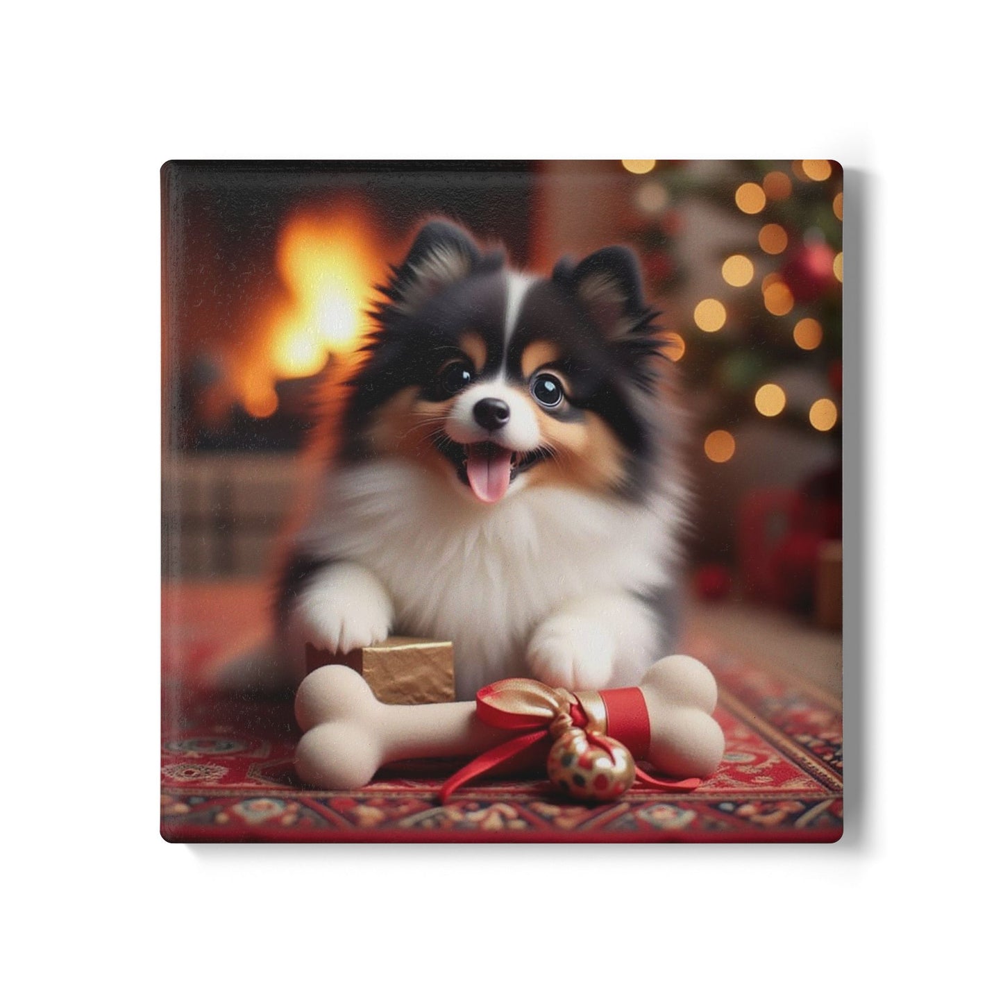 Puppy Love Ceramic Coaster, Cute Dog Decor, Pet Lover Gift, Home Accessories, Christmas Gift, Dog-Themed Coaster