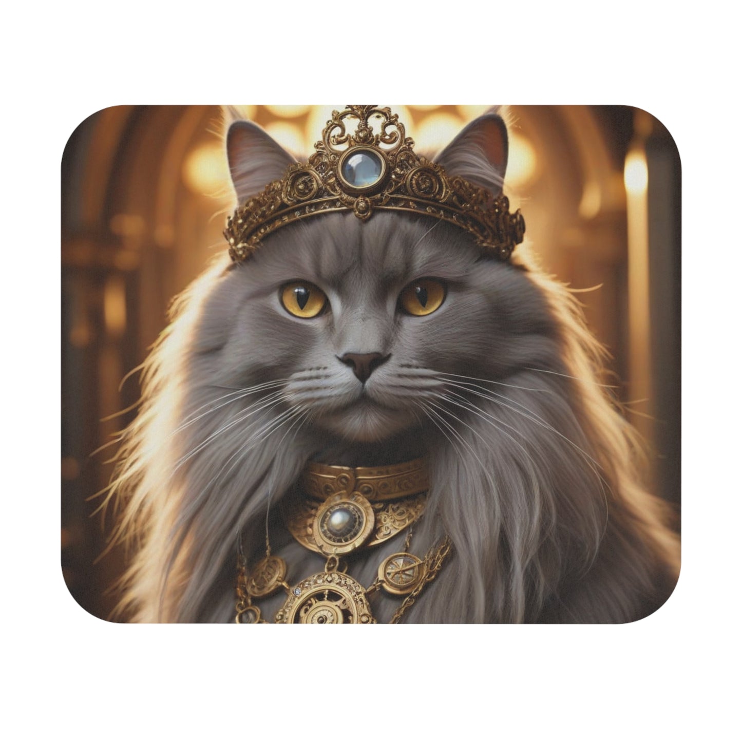 Regal Cat Mouse Pad, Laptop Accessory, Office Decor, Cat Lover Gift, Unique Home Office, Pet Themed Decor, Steampunk Design
