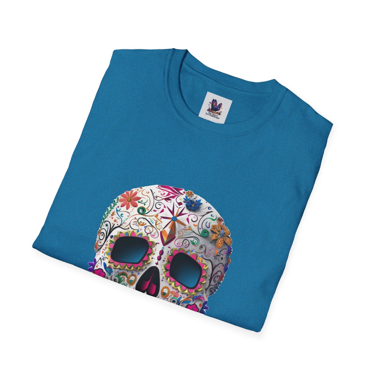 Colorful Sugar Skull Art Unisex Softstyle T-Shirt, Colorful Tee, Cute Graphic Shirt