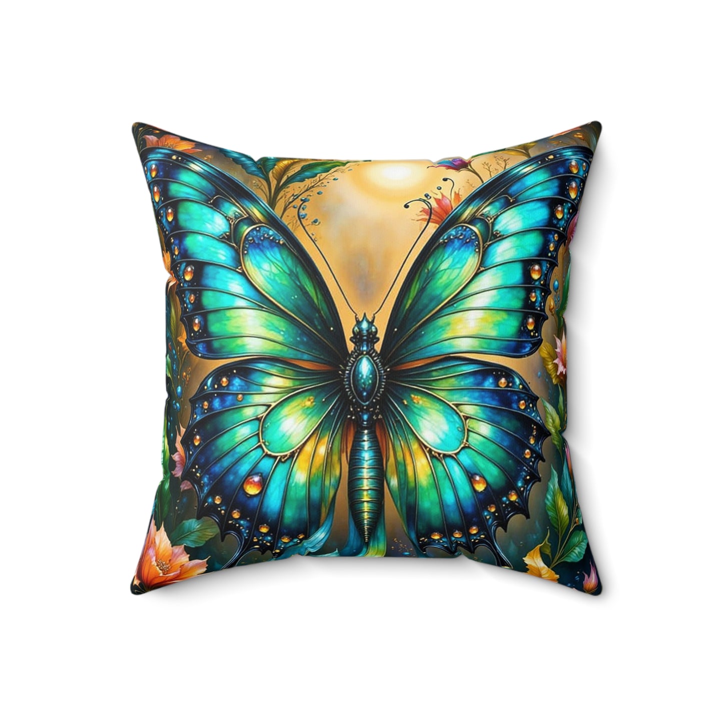 Vibrant Butterfly Square Pillow, Home Decor, Gift for Nature Lovers, Boho Chic, Spring and Summer Decoration