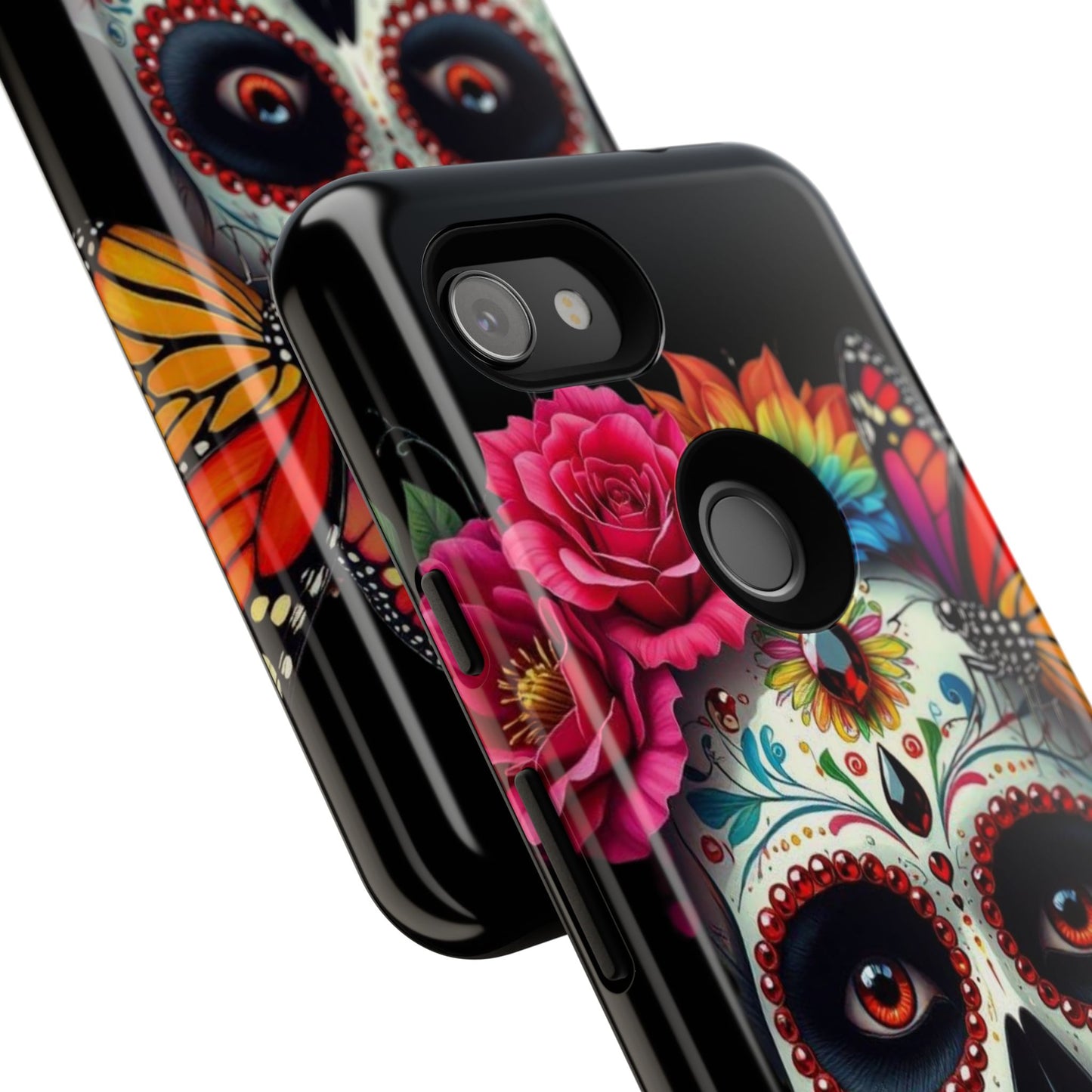 Colorful Sugar Skull Phone Case, Day of the Dead Case, Floral Phone Cover, Flower Skull Design, Edgy Phone Accessory