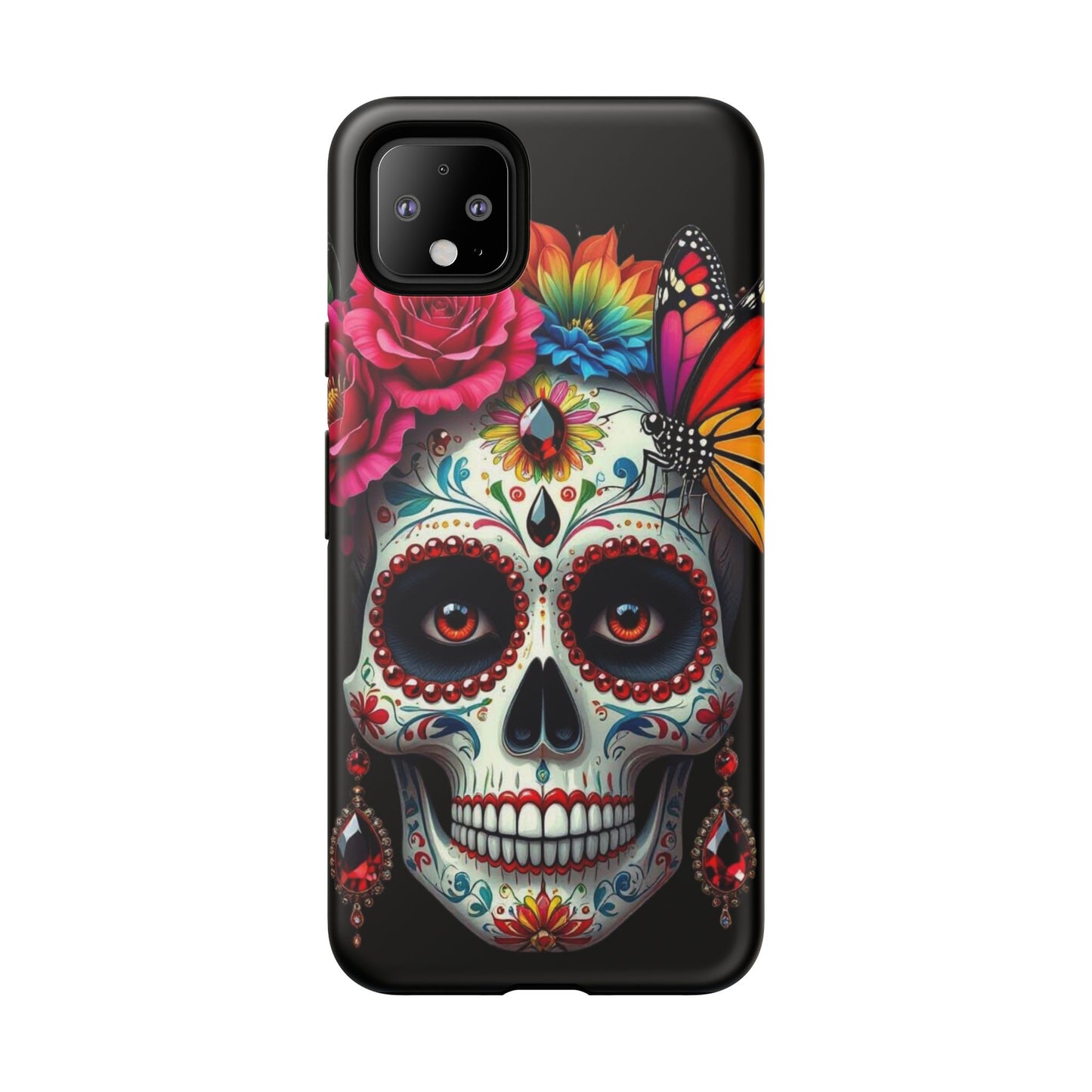 Colorful Sugar Skull Phone Case, Day of the Dead Case, Floral Phone Cover, Flower Skull Design, Edgy Phone Accessory