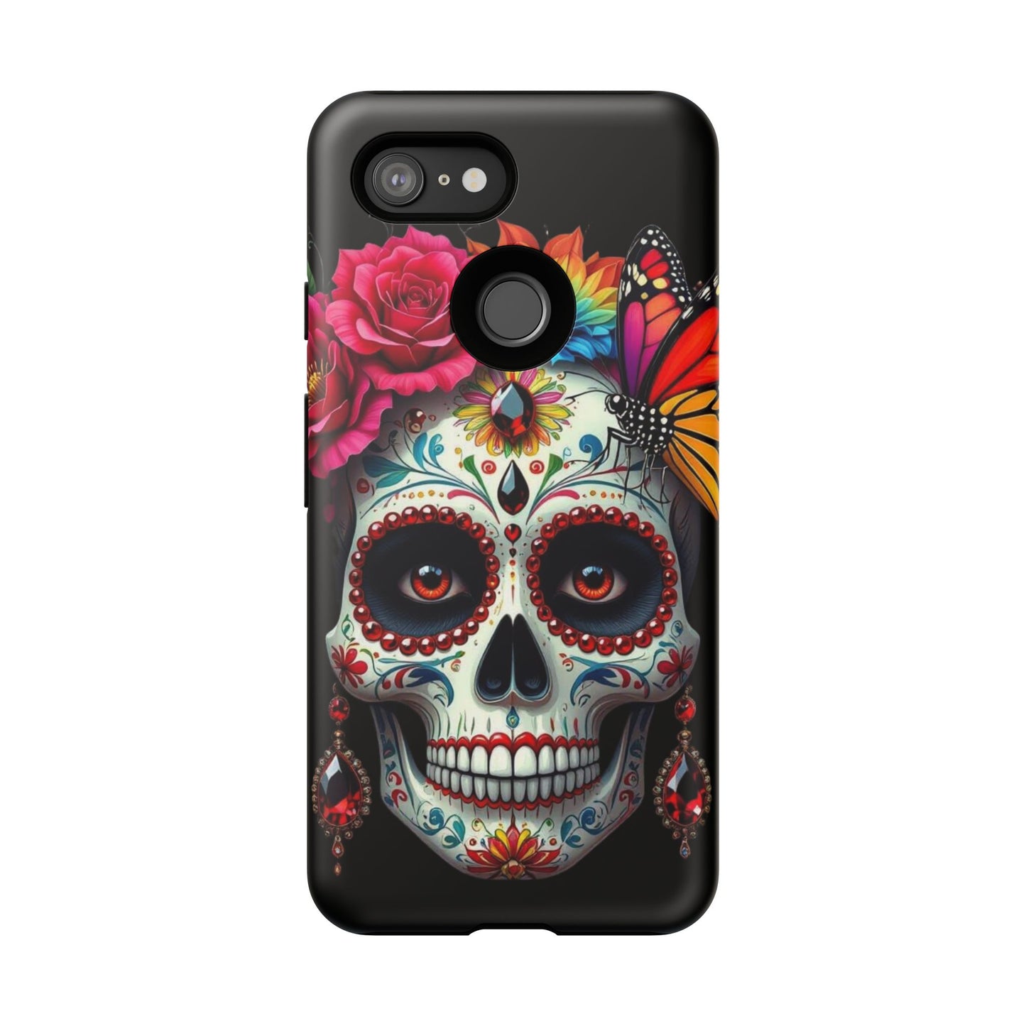 Colorful Sugar Skull Phone Case, Day of the Dead Case, Floral Phone Cover, Flower Skull Design, Edgy Phone Accessory