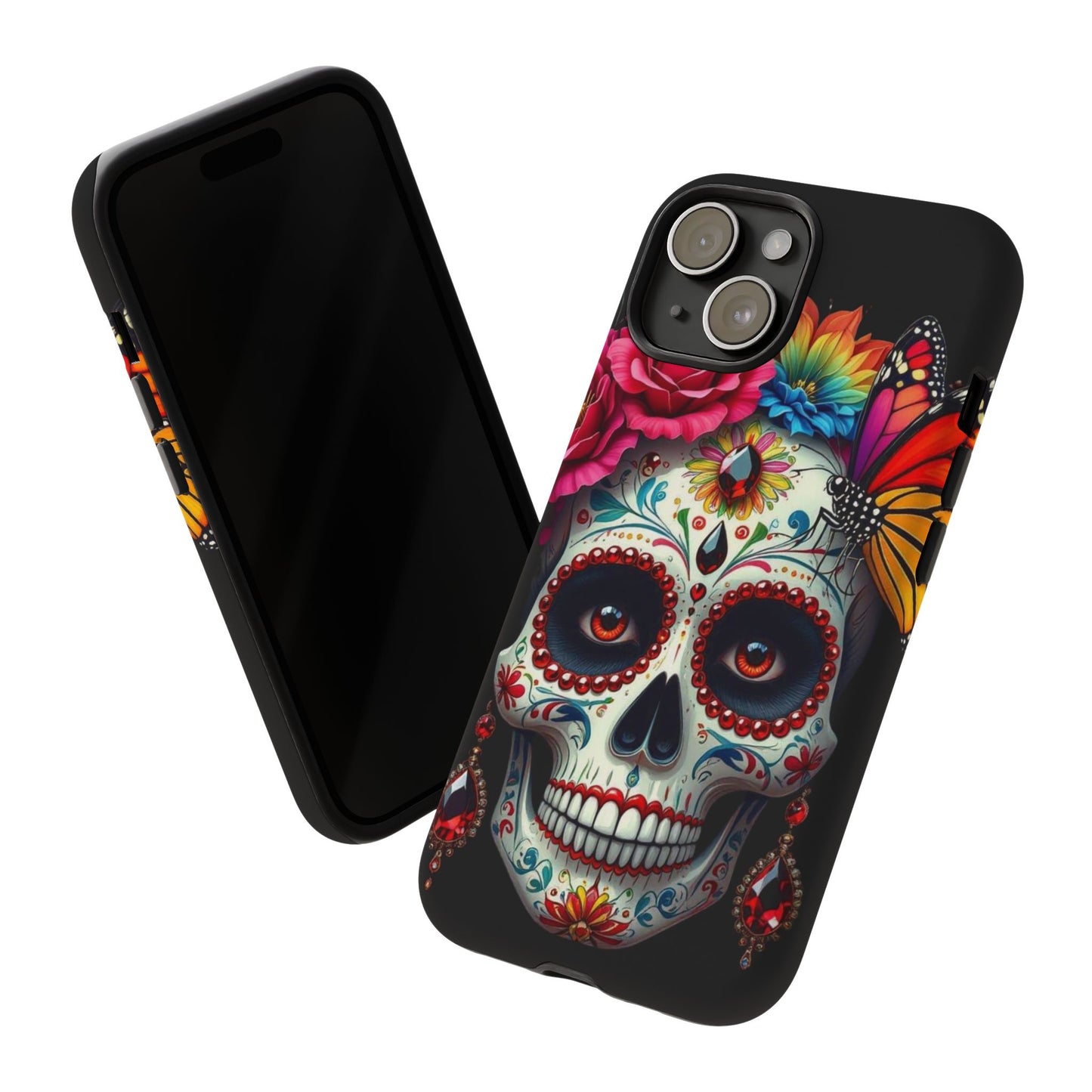 Colorful Sugar Skull Phone Case, Day of the Dead Case, Floral Phone Cover, Flower Skull Design, Edgy Phone Accessory