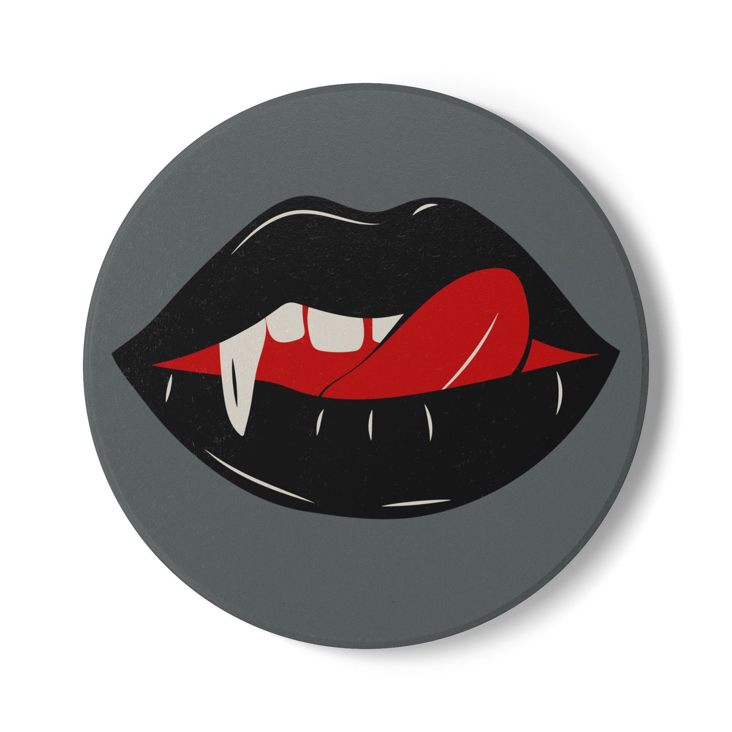 Vampire Lip Ceramic Coaster - Gothic Home Decor, Halloween Party Decor, Unique Gift, Coffee Table Accessory, Kitchen Decor