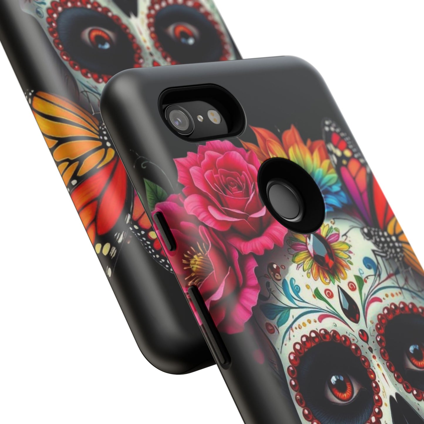 Colorful Sugar Skull Phone Case, Day of the Dead Case, Floral Phone Cover, Flower Skull Design, Edgy Phone Accessory