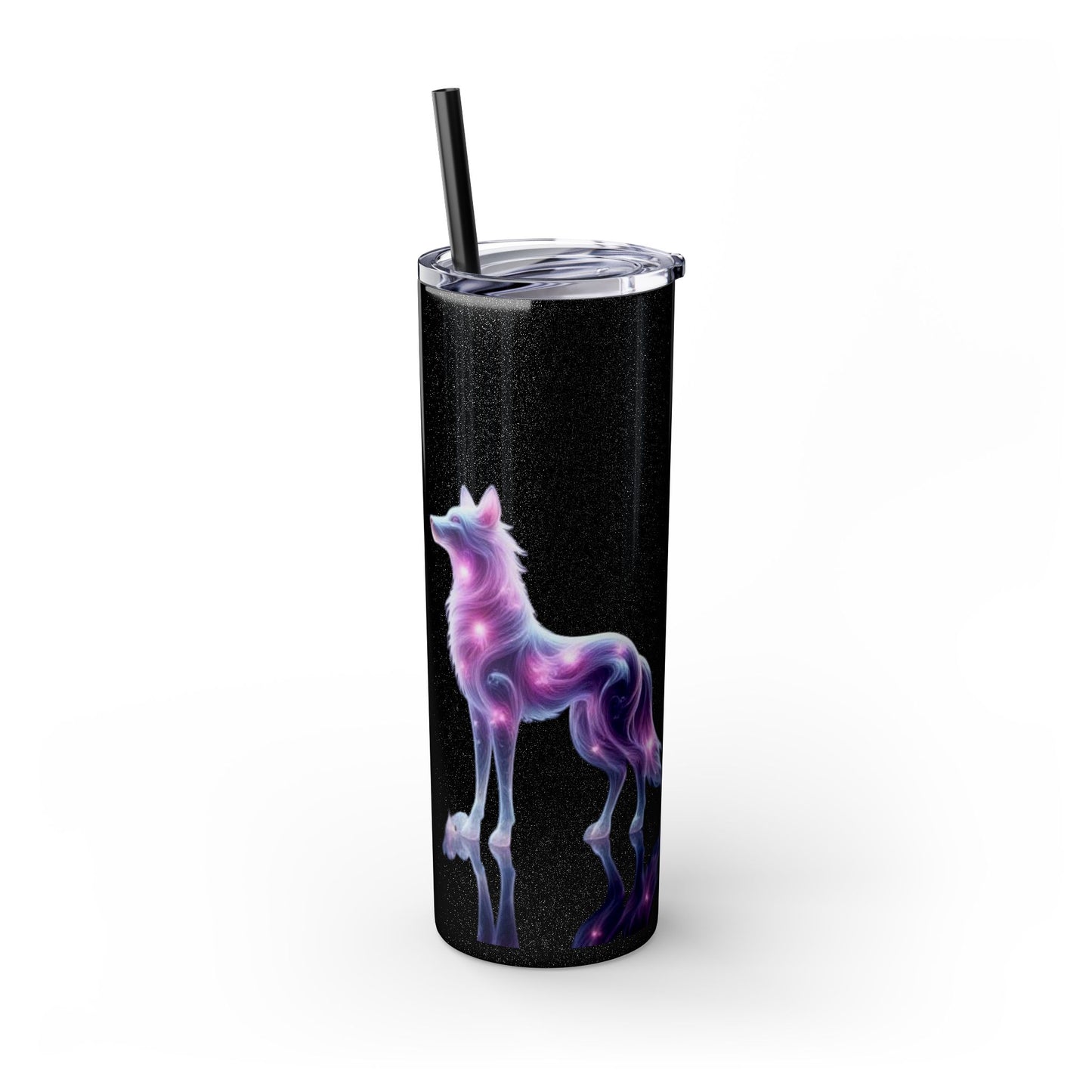 Sparkle Black Wolves, Timber Wolves, Crystal Wolves Tumbler with Straw, 20oz