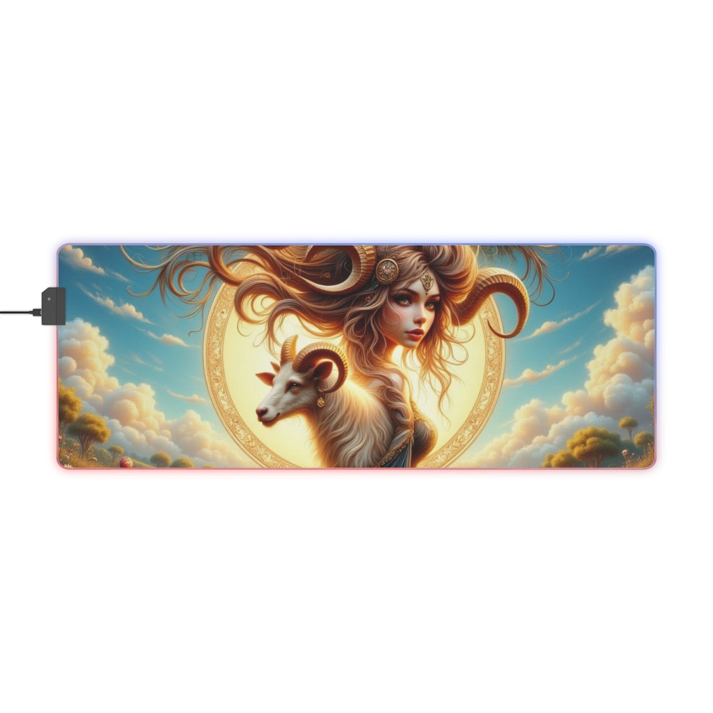 LED Gaming Mouse Pad with Celestial Design, RGB Gaming Mat, Gamer Gift, Desk Decor, Cyberpunk Style, Unique Gaming Accessories