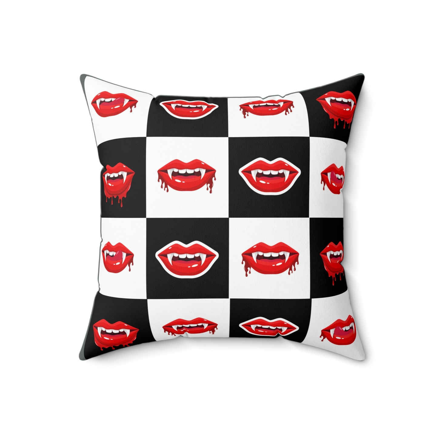 Vampire Lip Square Pillow, Halloween Decor, Gothic Home Accessory, Spooky Throw Pillow, Unique Gift