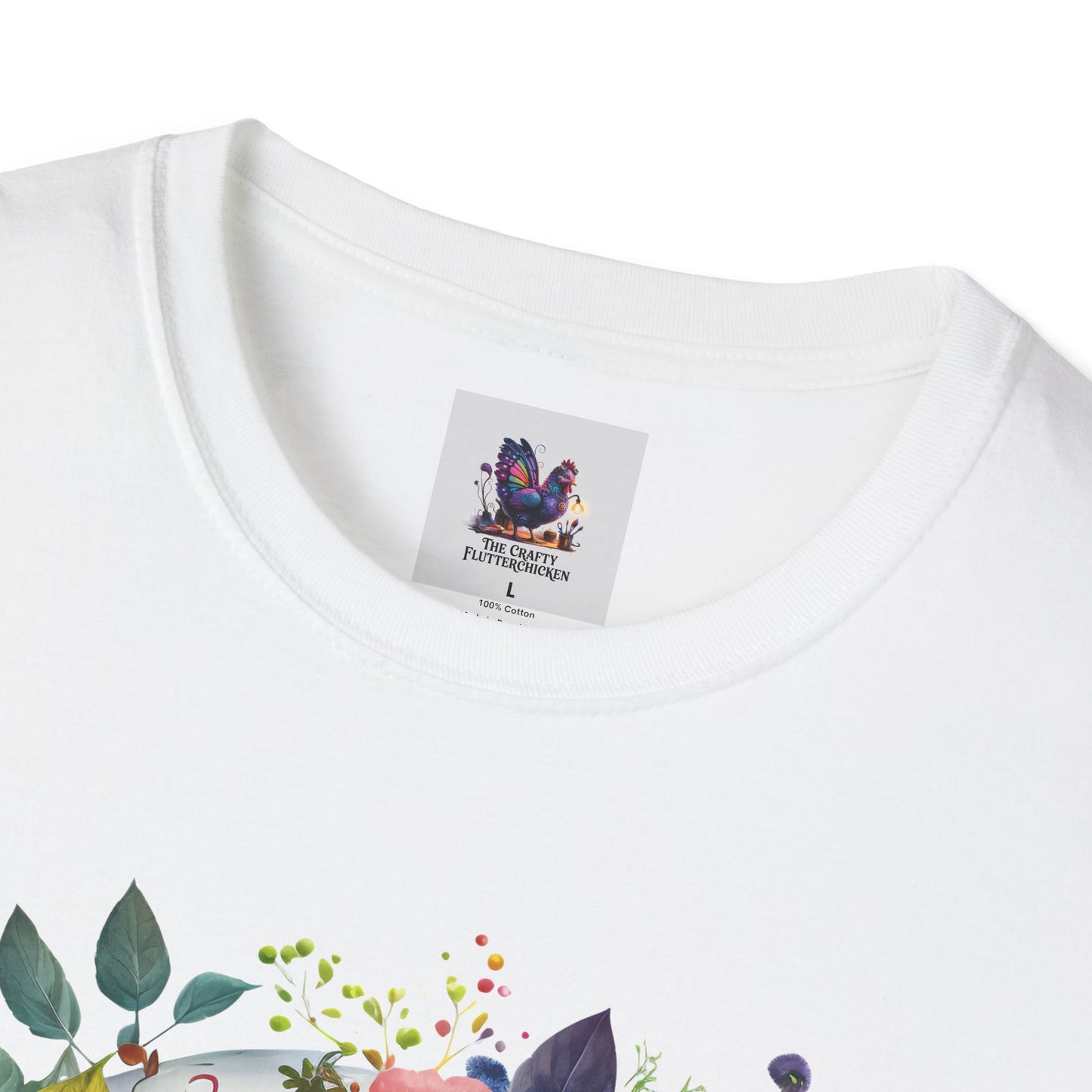 Colorful Sugar Skull with Flowers Art Unisex Softstyle T-Shirt, Colorful Tee, Cute Graphic Shirt