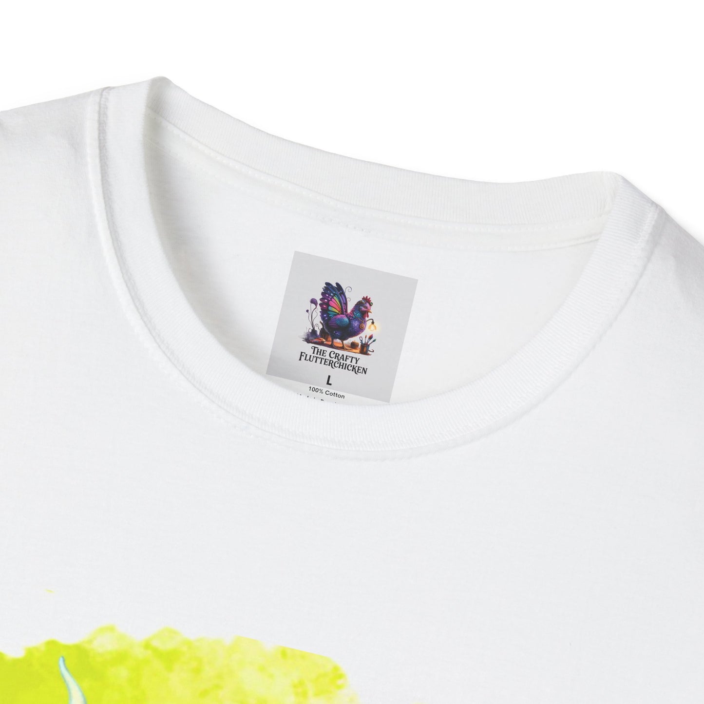 Colorful Green Baby Dragon Cyrus Art Unisex Softstyle T-Shirt, Colorful Tee, Nature-Inspired Apparel, Cute Graphic Shirt