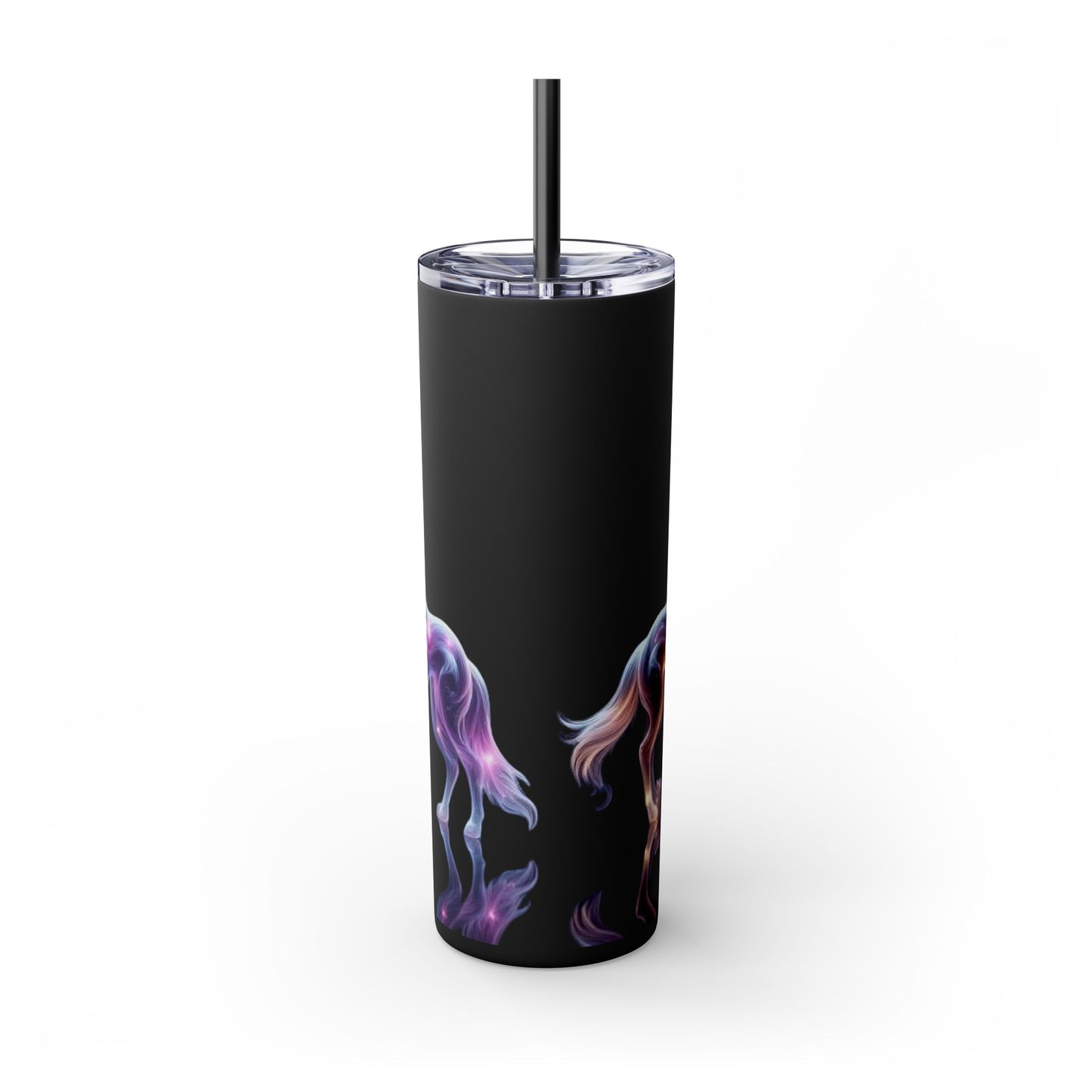Sparkle Black Wolves, Timber Wolves, Crystal Wolves Tumbler with Straw, 20oz