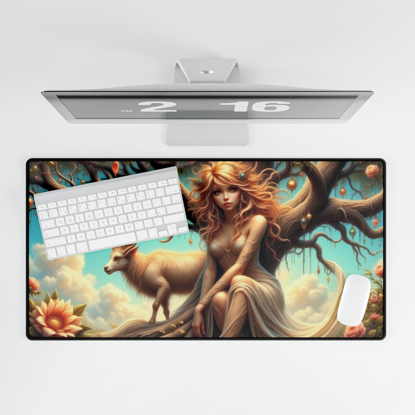 Artistic Desk Mat with Nature Scene, Desk Accessories, Home Office Decor, Gift for Creatives, Unique Workstation Mat