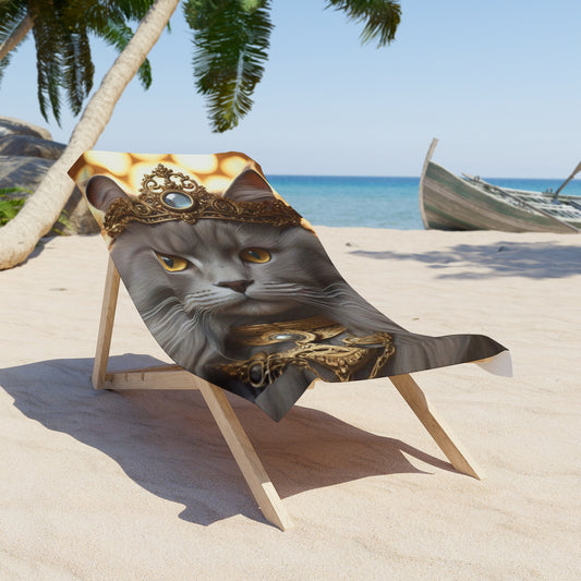 Steampunk Cat, Royal Feline Beach Towel | Cat Lover Gift, Beach Accessories, Summertime Fun, Poolside Decor, Pet-Themed Towel
