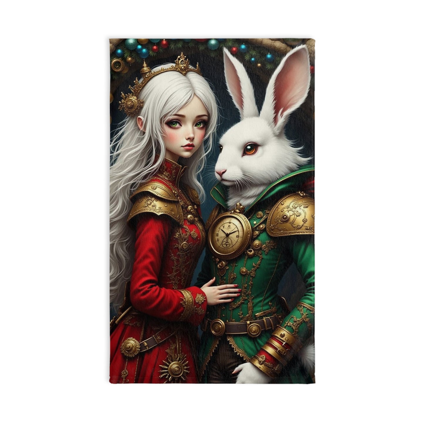 Fairytale-Themed Hand Towel, Alice in Wonderland Decor, Fantasy Kitchen Towel, Christmas Gift, Whimsical Bathroom Accessory