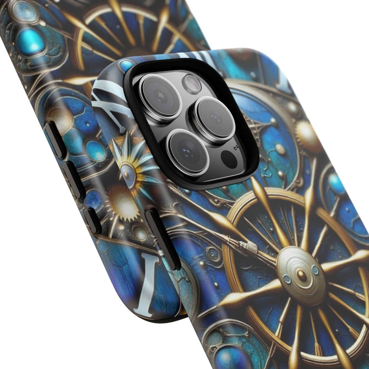 Stylish Phone Cases for Adventurers, Unique Phone Cover, Gift for Friends, Gold and Blue Steampunk Design, Tough Protective Case, Artistic [...]