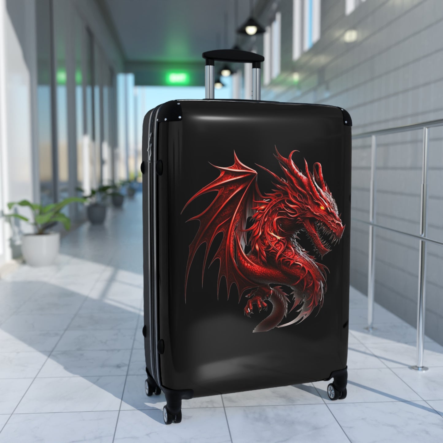 Red Dragon Suitcase - Unique Luggage for Adventurers, Ideal for Travel, Vacation, Holiday Gifts, Fantasy Lovers, Cosplay