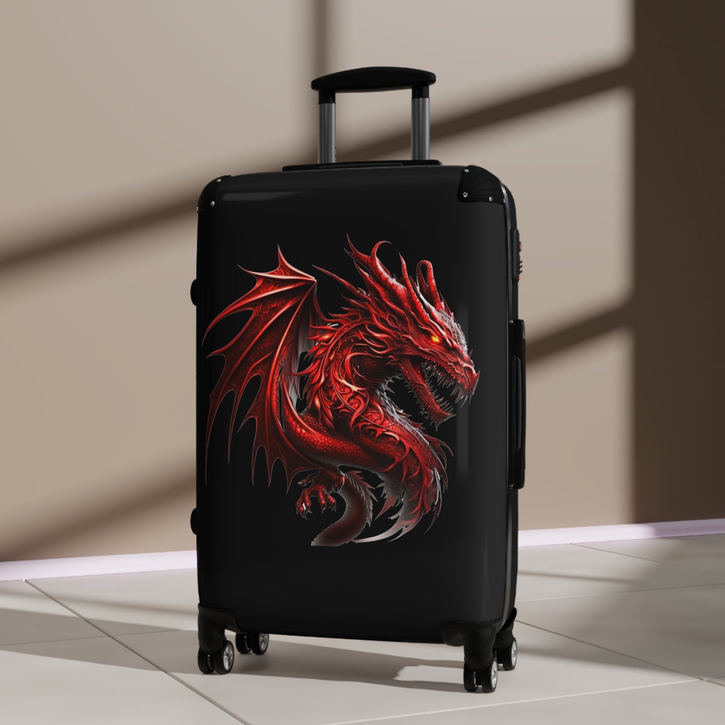 Red Dragon Suitcase - Unique Luggage for Adventurers, Ideal for Travel, Vacation, Holiday Gifts, Fantasy Lovers, Cosplay