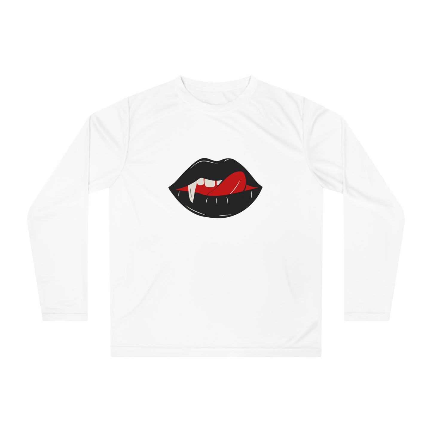 Vampire Lip Long Sleeve Shirt | Halloween Shirt, Unisex Performance Tee, Spooky Apparel, Party Outfit, Creepy Costume Top