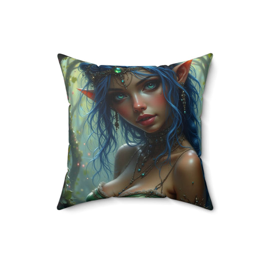 Whimsical Fantasy Pillow, Cozy Home Decor, Elf Artwork Cushion, Gift for Nature Lovers, Boho Pillow Cover, Festival Decor