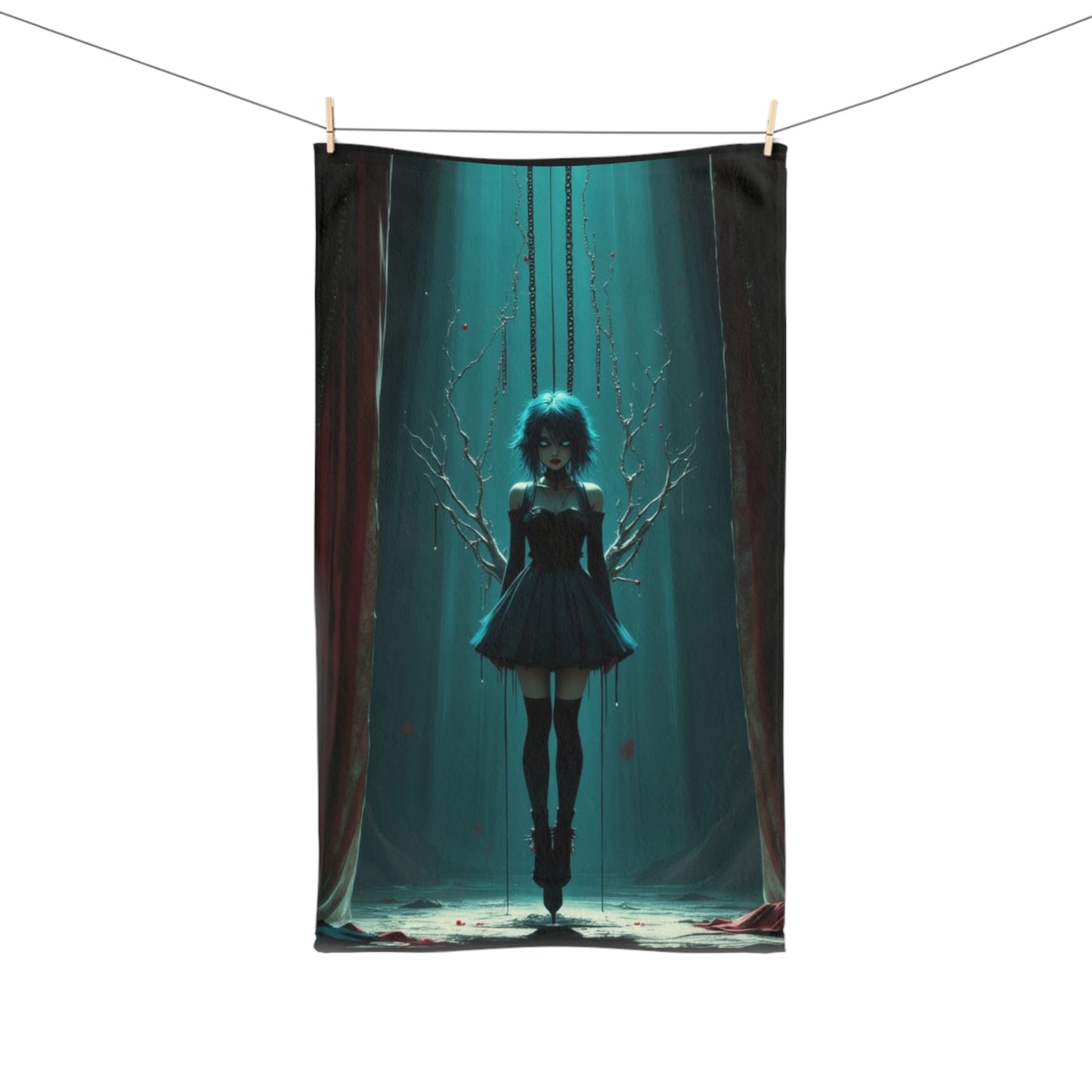 Gothic Art Hand Towel, Unique Home Decor, Gift for Art Lovers, Halloween Decor, Witchy Aesthetic Towel, Stylish Bath Accessory