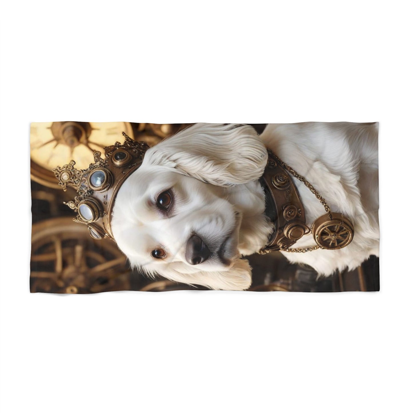 Royal Steampunk Dog, Majestic Pup Beach Towel, Cute Dog Towel, Fun Summer Beach Blanket, Dog Lover Gift, Pet-themed Pool Towel