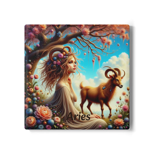 Ceramic Coaster, Zodiac Aries, Astrology Signs