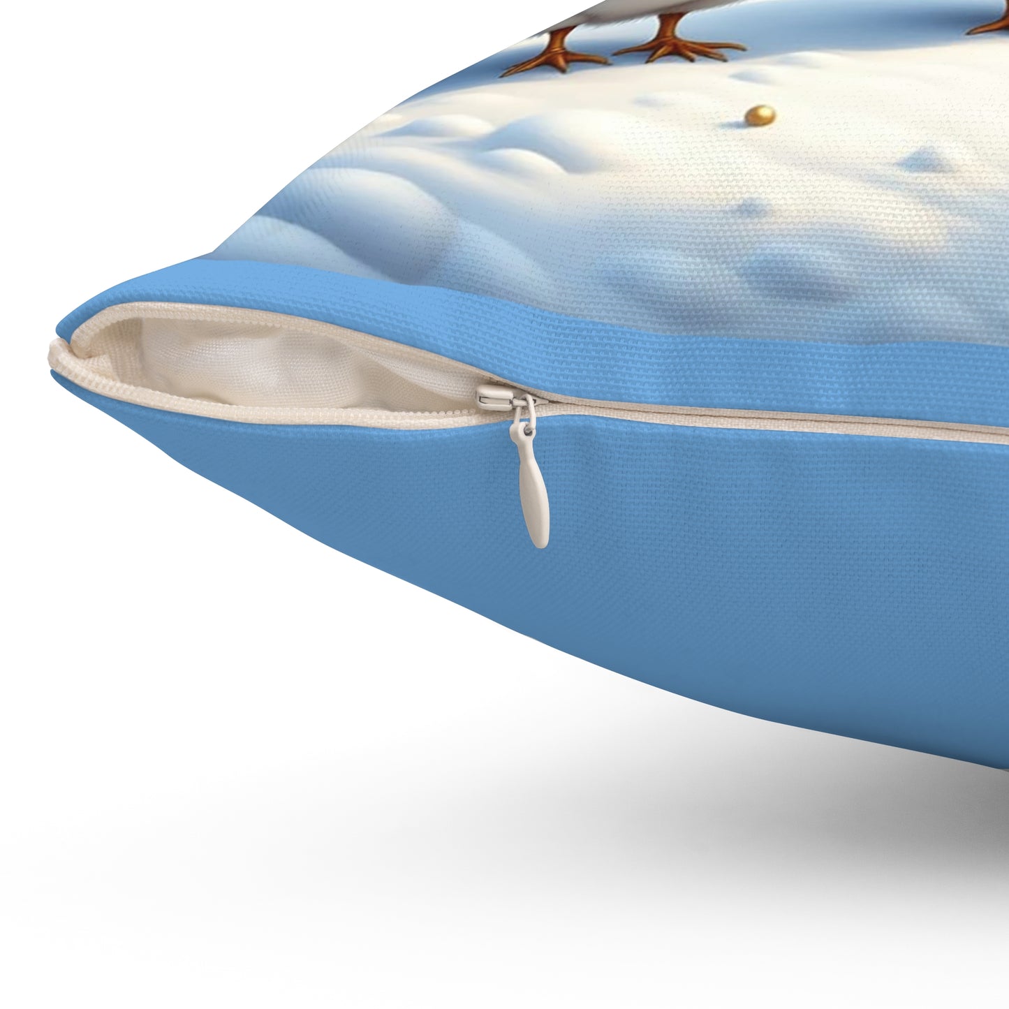 Winter Wonderland Decorative Pillow, Cozy Home Decor, Holiday Throw Cushion, Gift for Bird Lovers, Seasonal Accent Pillow