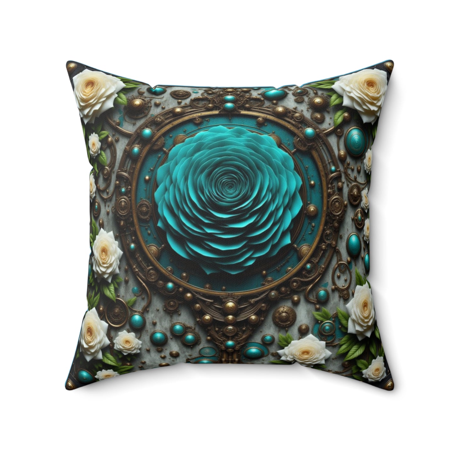 Steampunk Bohemian Floral Pillow Cover | Cozy Home Decor, Gift for Her, Wedding Decor, Boho Style Throw Pillow, Decorative Cushion