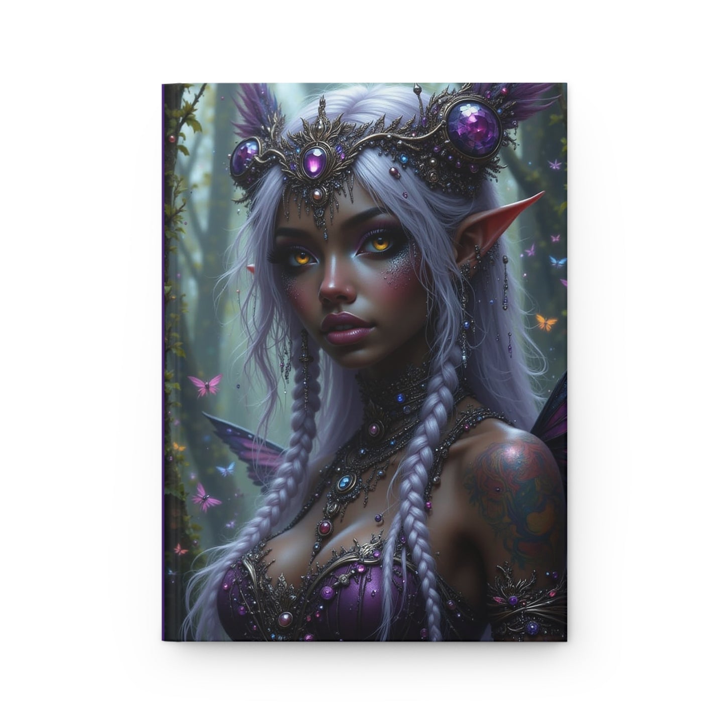 Nubian Elf Princess Enchanted Fantasy Journal, Whimsical Writing Notebook, Elf Art Cover, Gifts for Creatives, Fairy Tale Inspiration