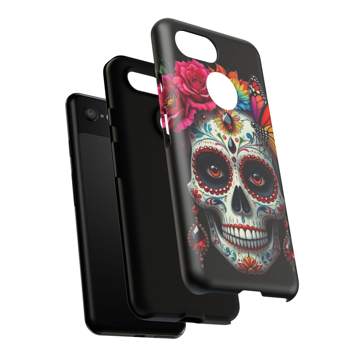 Colorful Sugar Skull Phone Case, Day of the Dead Case, Floral Phone Cover, Flower Skull Design, Edgy Phone Accessory