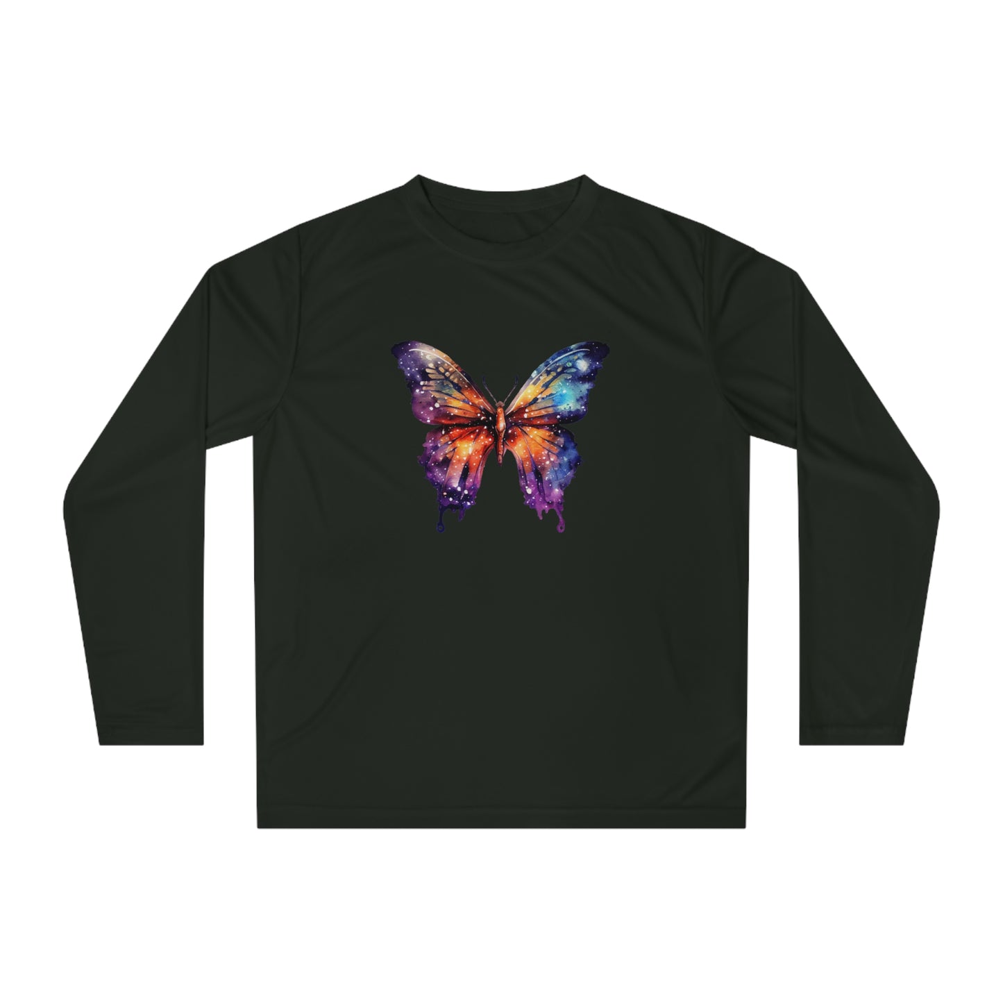 Galaxy Butterfly Long Sleeve Shirt for Nature Lovers, Perfect for Workouts, Casual Wear, Summer Festivals, Gifts