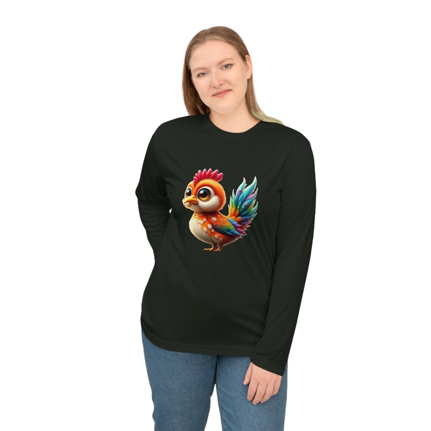 Vibrant Rooster Long Sleeve Shirt, Colorful Animal Tee, Unisex Activewear, Unique Gift for Bird Lovers, Outdoor Funwear, Festival Apparel