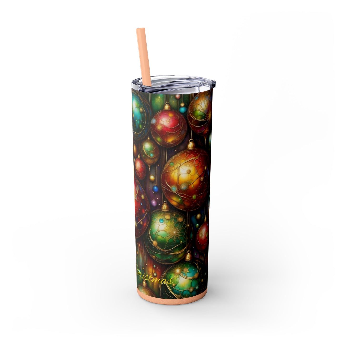 Colorful Holiday Skinny Tumbler, 20oz Christmas Drinkware, Festive Travel Mug, Gift for Him/Her, Party Essential, Reusable Eco-Friendly