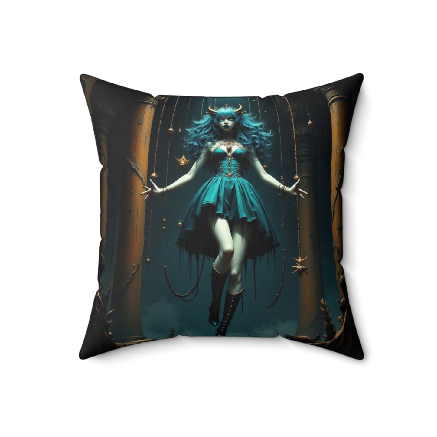 Enchanting Puppet Master Throw Pillow, Fantasy Home Decor, Art Pillows, Gifts for Dreamers, Unique Demonic Cushion for Occasions