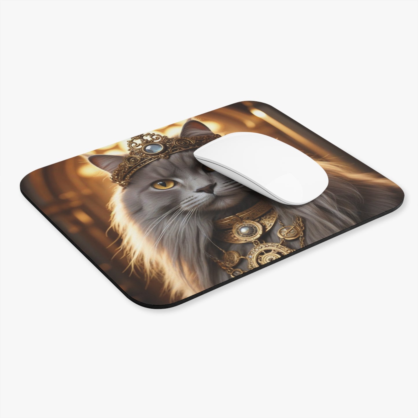 Regal Cat Mouse Pad, Laptop Accessory, Office Decor, Cat Lover Gift, Unique Home Office, Pet Themed Decor, Steampunk Design