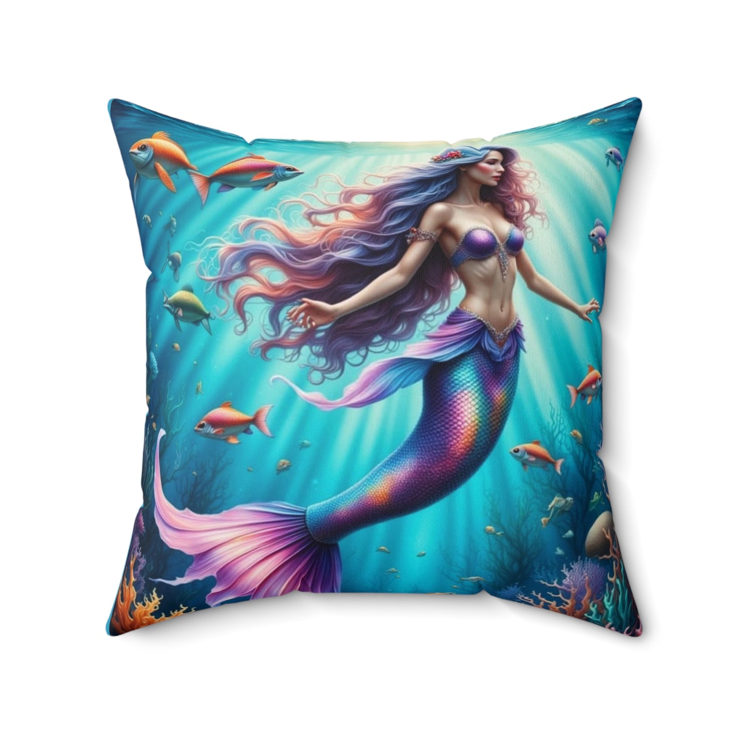 Mermaid Aqua Decorative Pillow, Beach Decor, Nautical Home Accent, Unique Gift for Ocean Lovers, Coastal Living