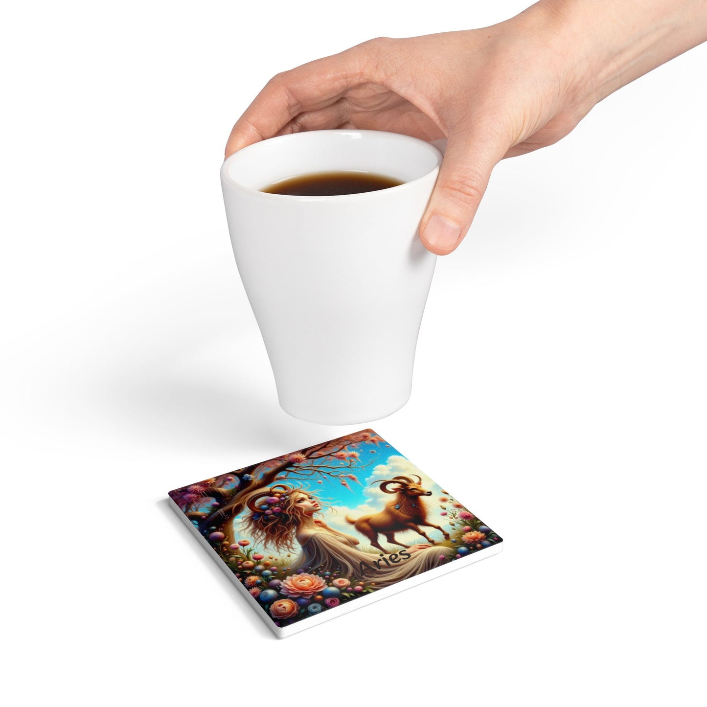 Ceramic Coaster, Zodiac Aries, Astrology Signs