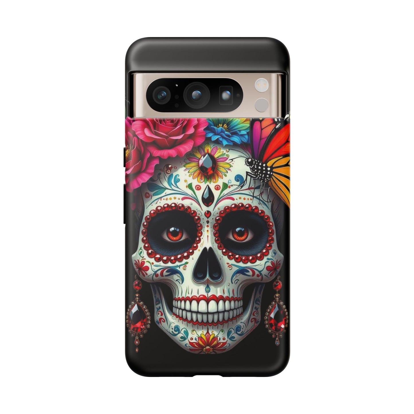 Colorful Sugar Skull Phone Case, Day of the Dead Case, Floral Phone Cover, Flower Skull Design, Edgy Phone Accessory