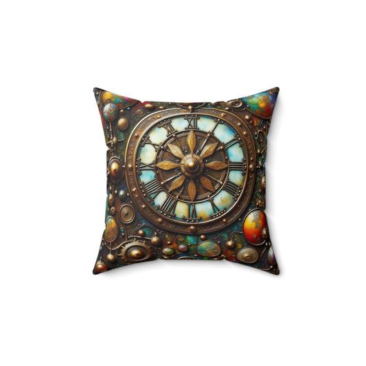 Steampunk Clock Pillow, Vintage Home Decor, Unique Throw Cushion, Cozy Gift for Dreamers, Chic Decorative Accent