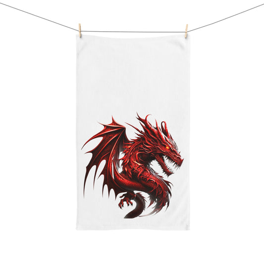 Fierce Red Dragon Hand Towel, Fantasy Dragon Decor, Gift for Gamers, Unique Kitchen Towel, Bathroom Accessories
