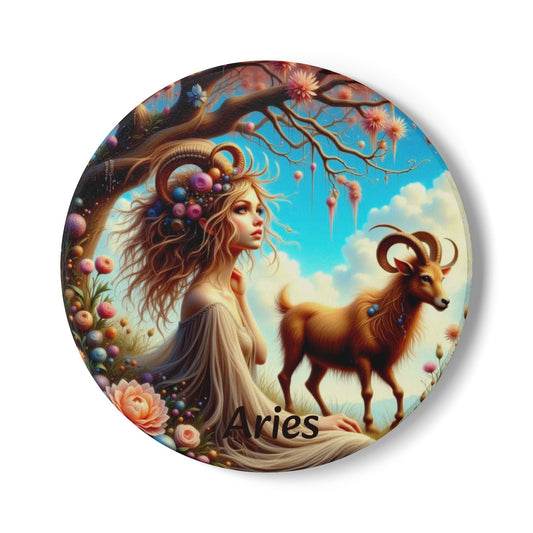 Ceramic Coaster, Zodiac Aries, Astrology Signs